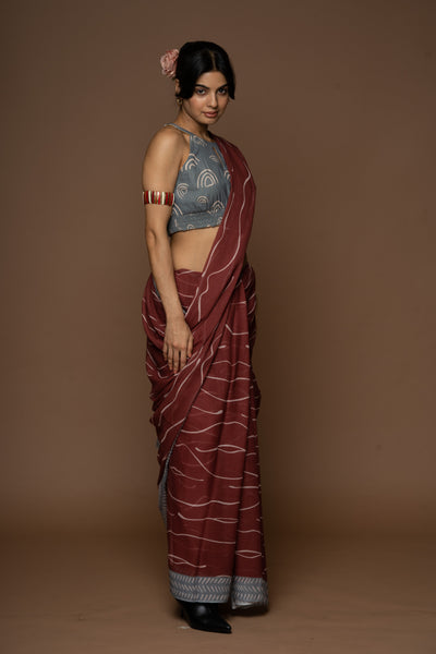 Flowing Tides Cotton Sari