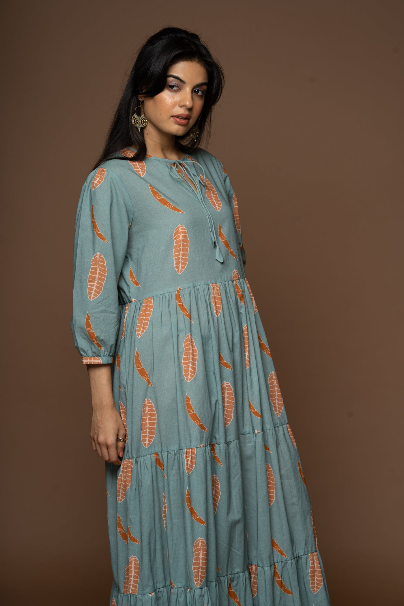 Whispering Comfort Long Maxi Dress in Belief Pattern