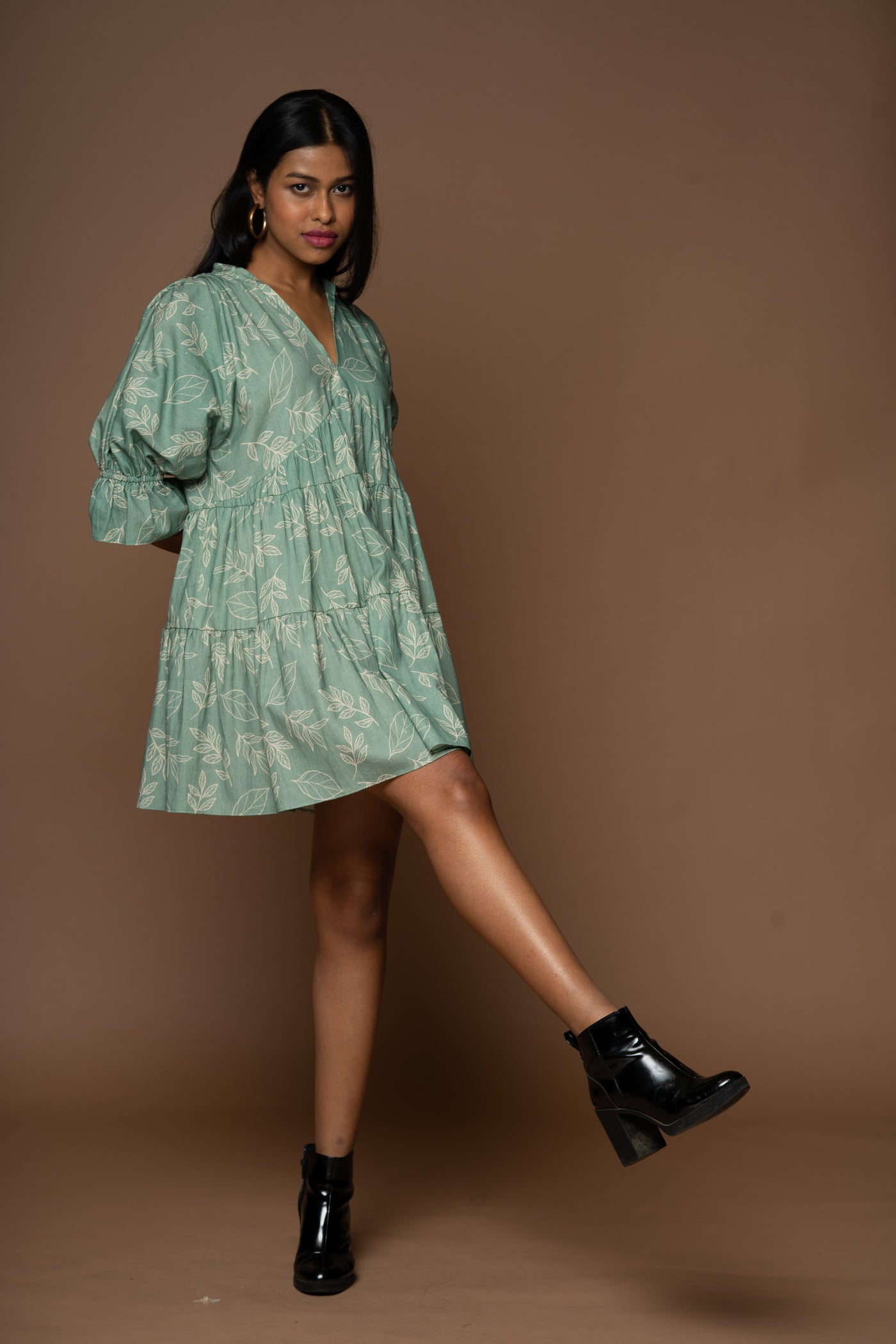 Loose Layers Short Dress in Rising Up Pattern