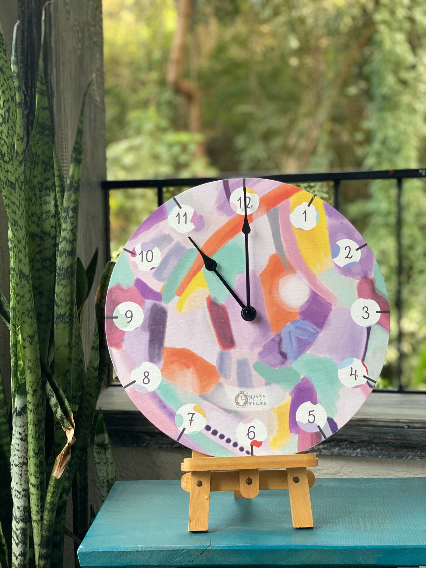 Purple Whimsy Strokes Clock