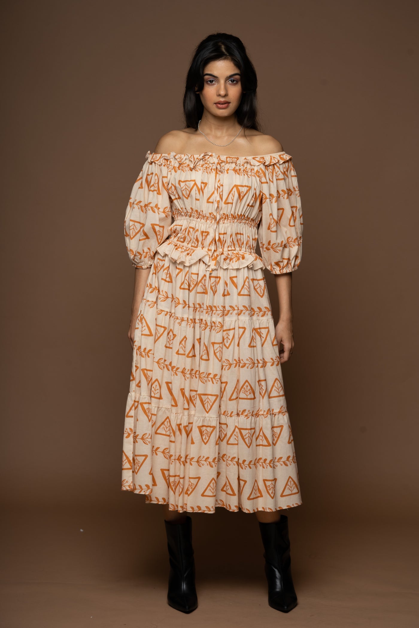 Soft Sigh Midi Dress in 3 Rules of Love Geometric Pattern