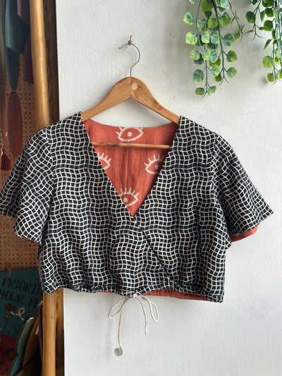 Black Reversible Tighten and Style Crop Top