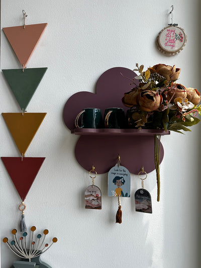 Dusky Mauve Floral Haven Wall Shelf