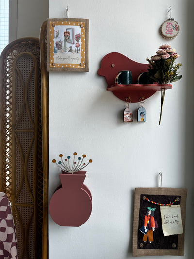 Deep Rust Birdsong Wall Shelf