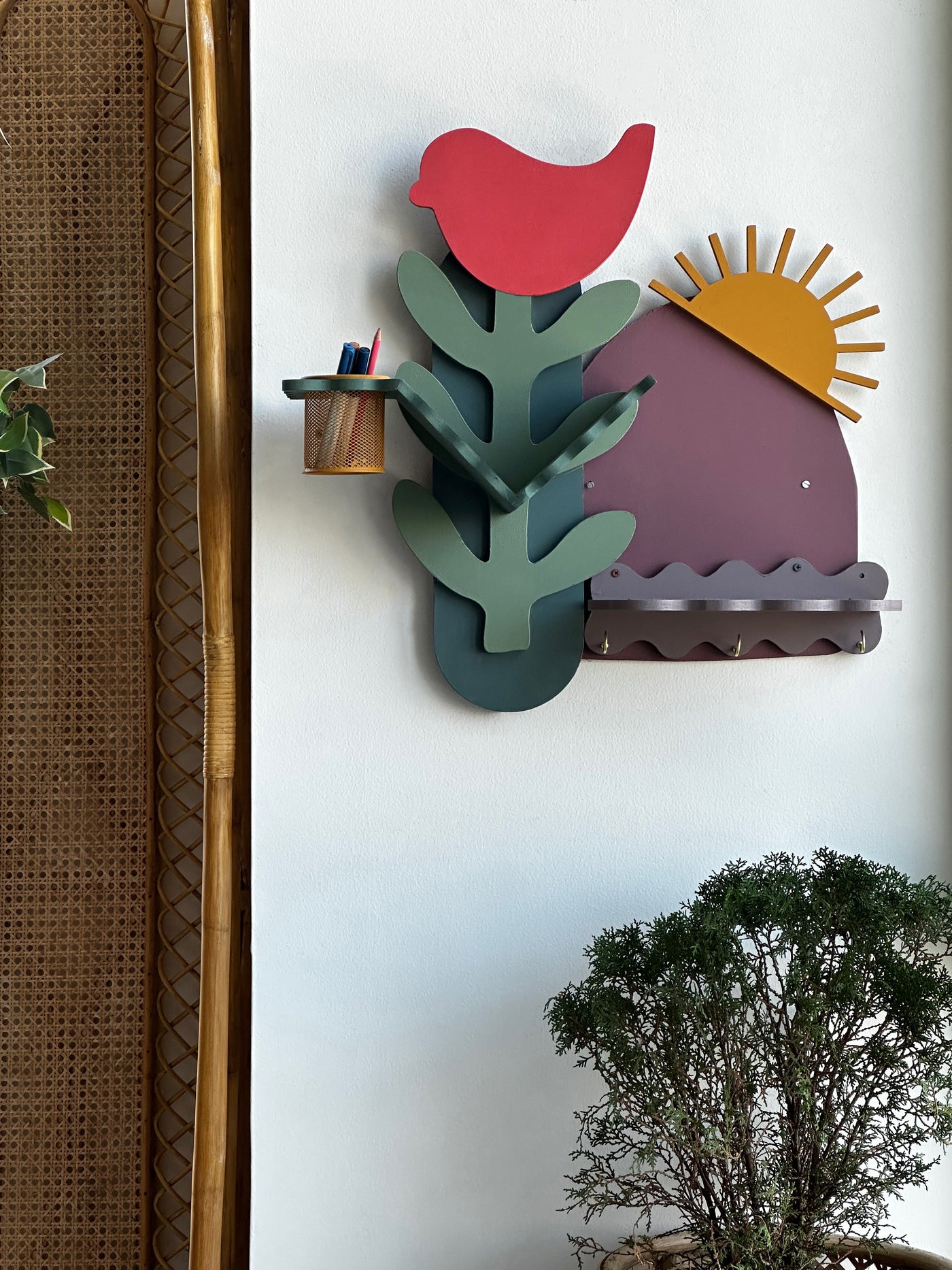 Sun-Kissed Bird Wall Shelf