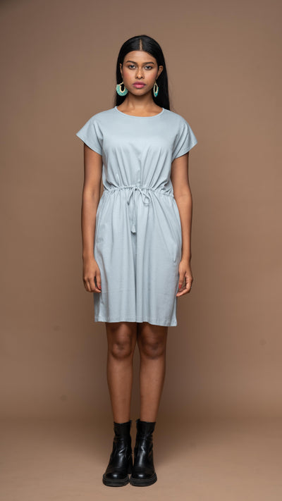 Cinch & go Jersey Dress - Gray Blue