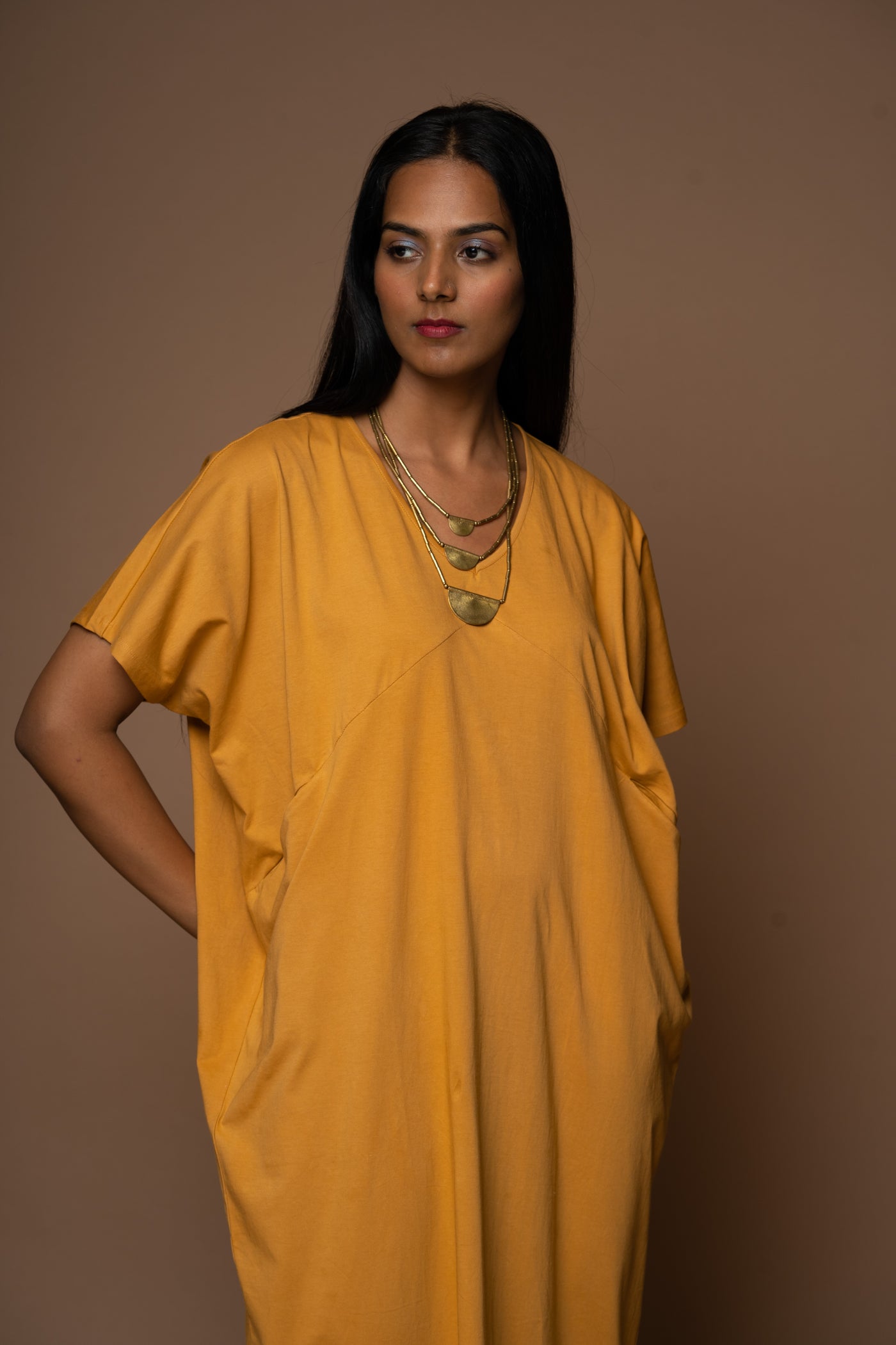 Sunny Days Jersey Dress - Mustard