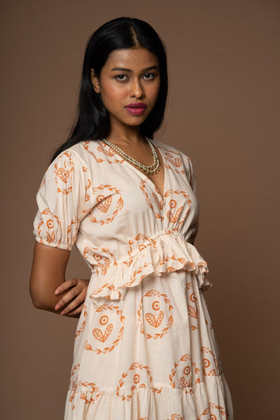 Frolic Frills Midi Maxi Dress in I Heart Boho Pattern