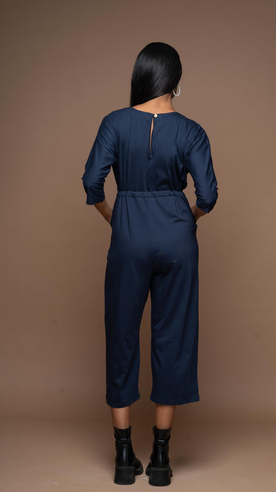 Timeless Crossover Jumpsuit in Navy Blue