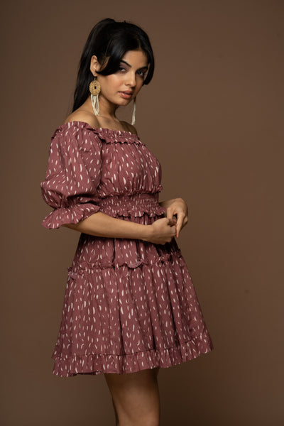 Delicate Drapes Short Boho Dress in The Only Truth Pattern