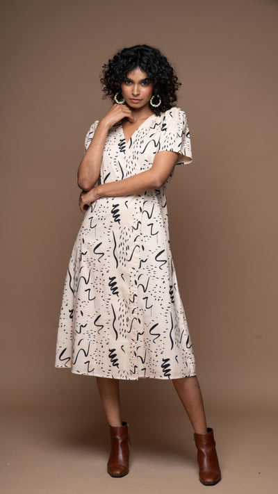 Tie and Twirl Midi Wrap Dress in Notes and Scribbles Pattern