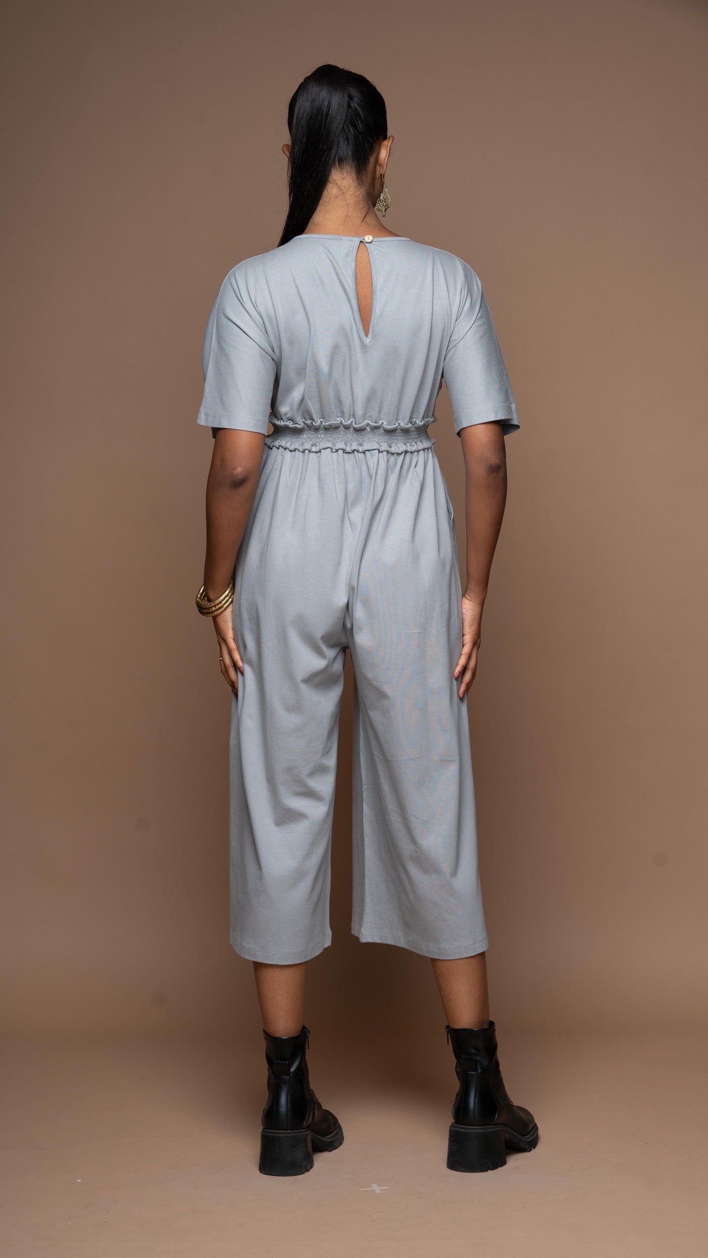 Crossover Charm Jumpsuit in Gray Blue