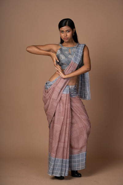 Geometric Grace Cotton Sari