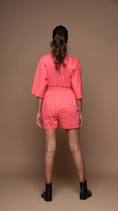 Crossover Charm Jumpsuit in Fuchsia