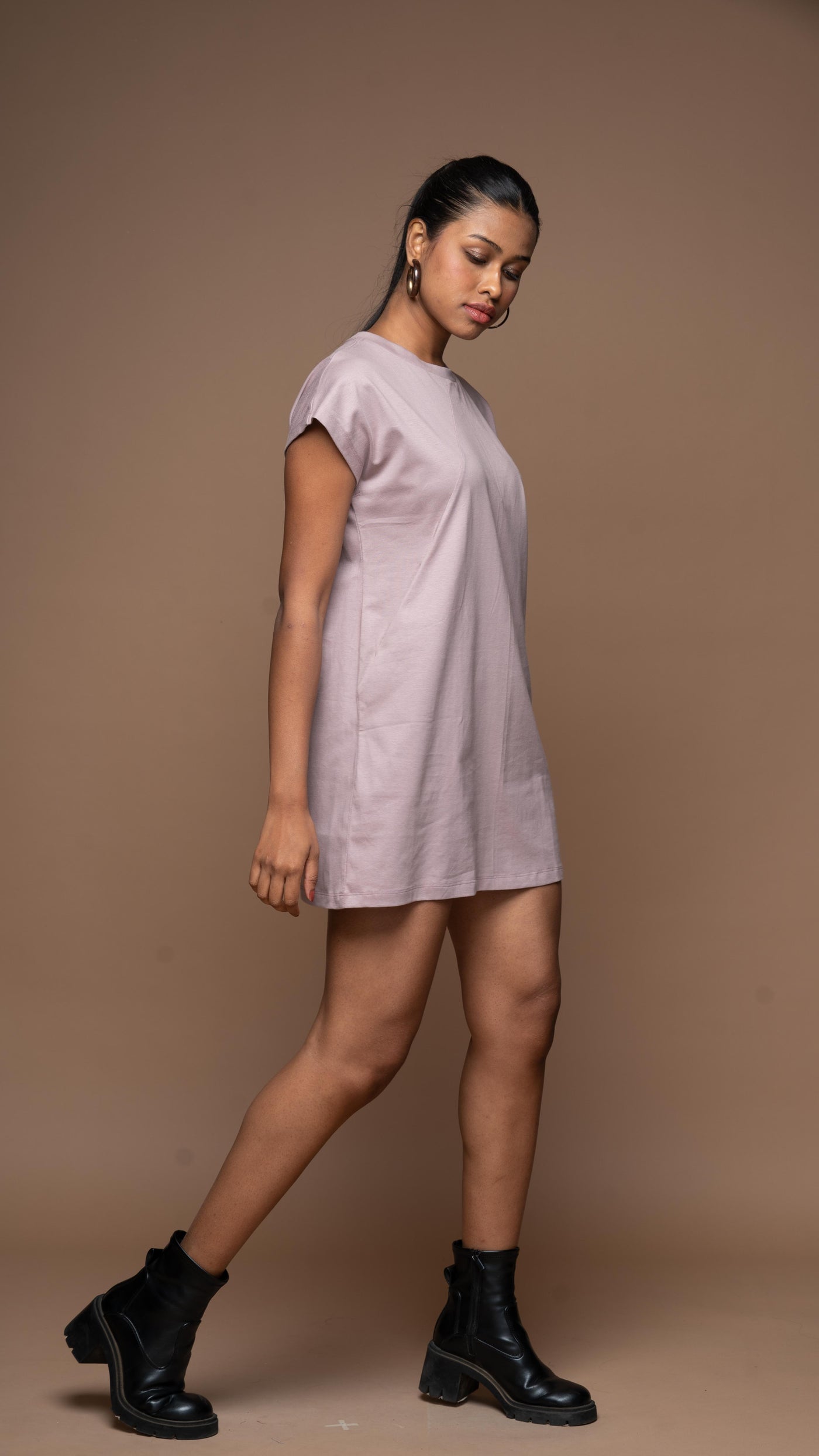 Tri-Cut Comfort Jersey Dress - Pale Mauve