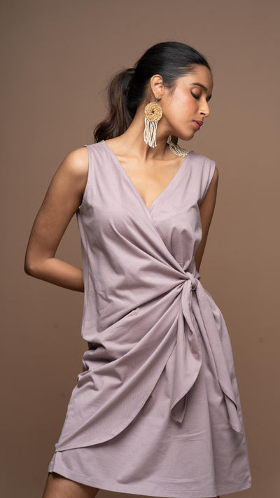 Cross & Knot Jersey Dress - Pale Mauve