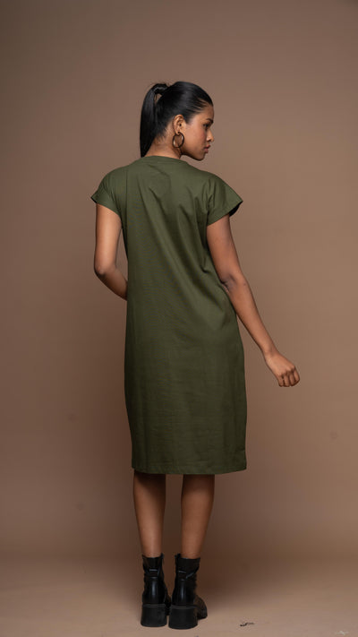 Tri-Cut Comfort Jersey Dress - Olive Green