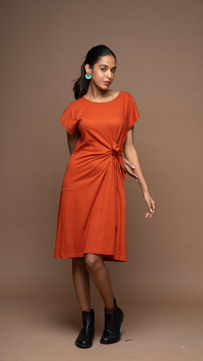 Knot Me Pretty Jersey Dress - Rust