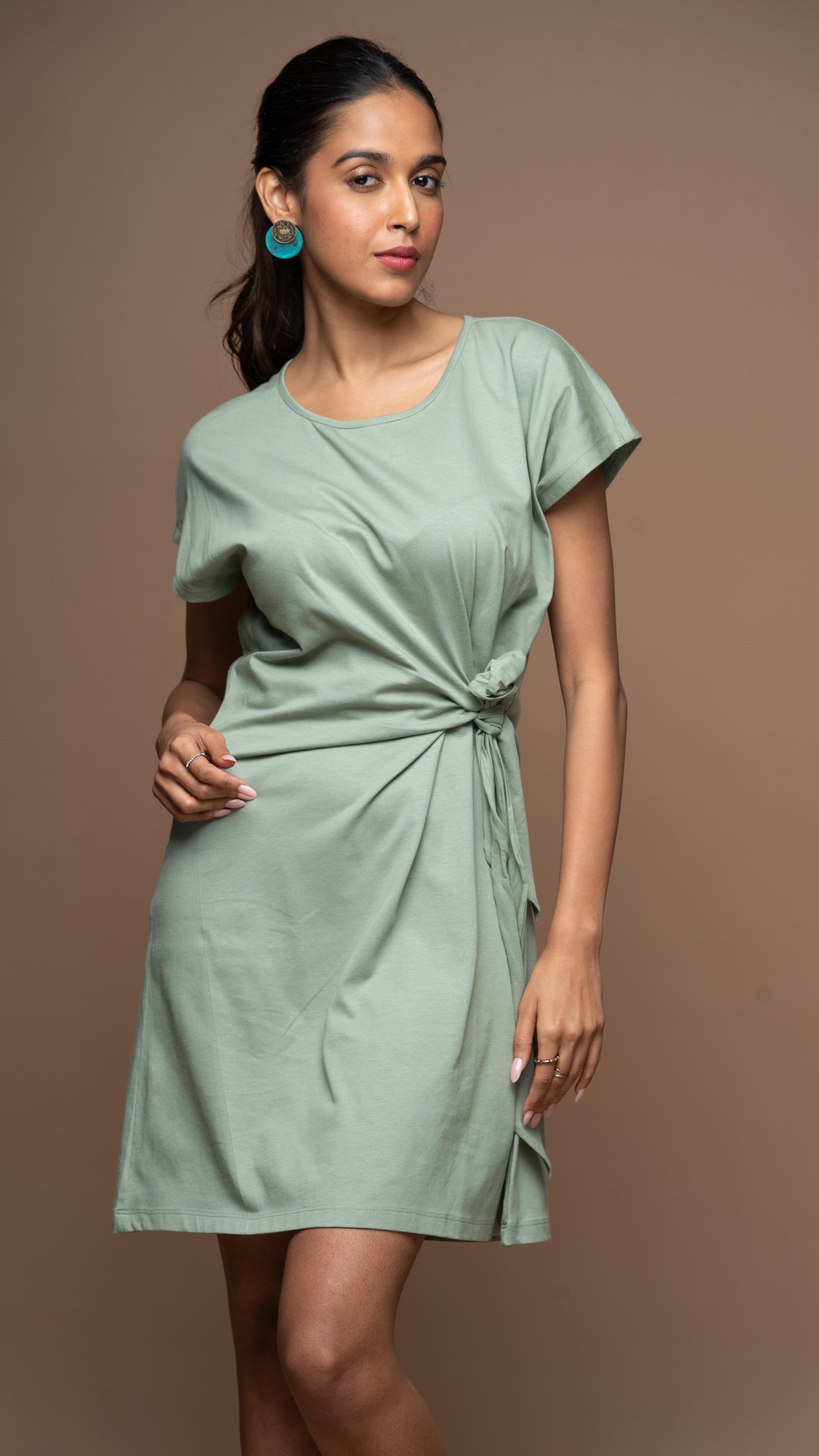 Knot Me Pretty Jersey Dress - Sage Green