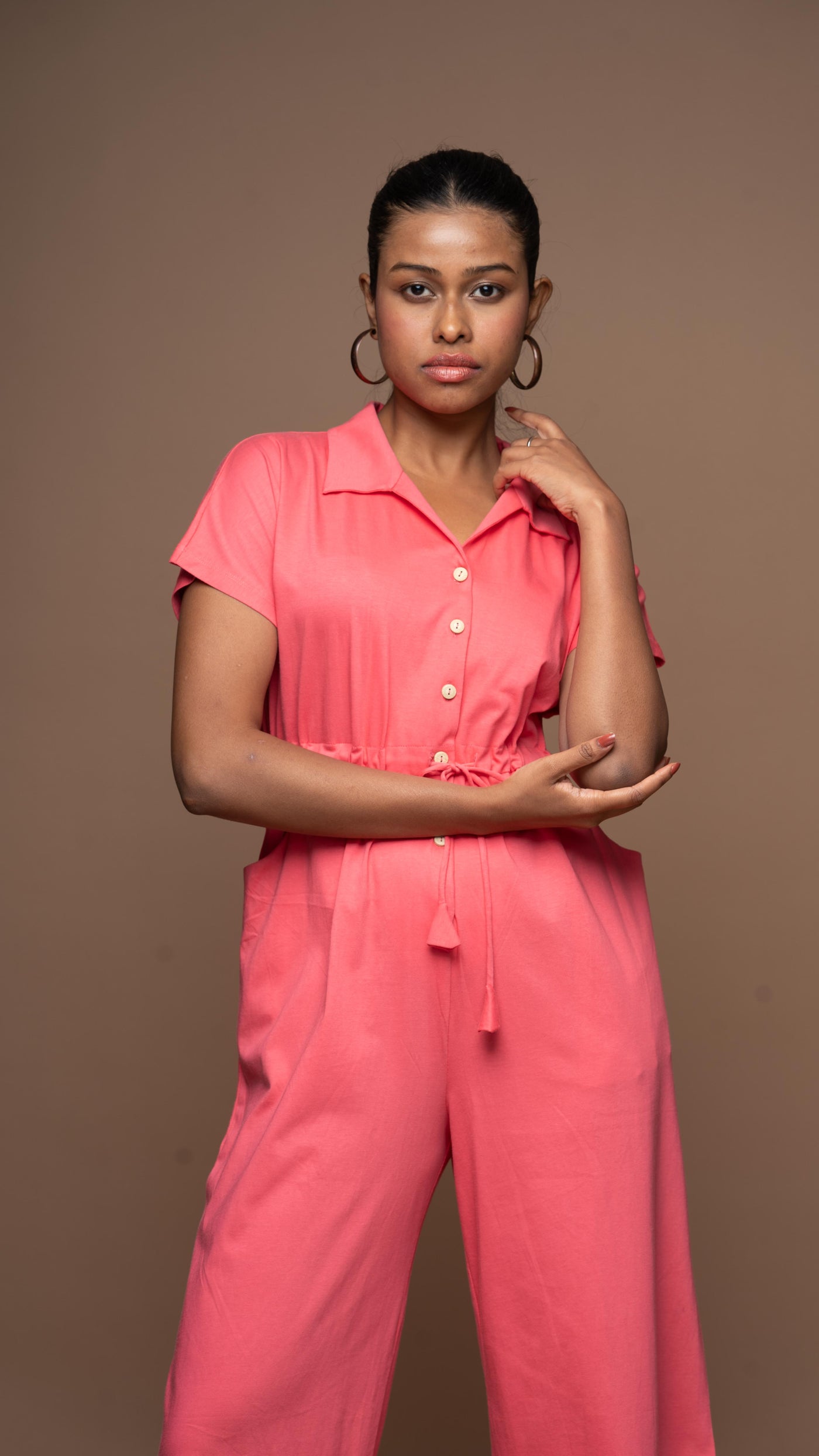 Collarista Jumpsuit in Fuchsia