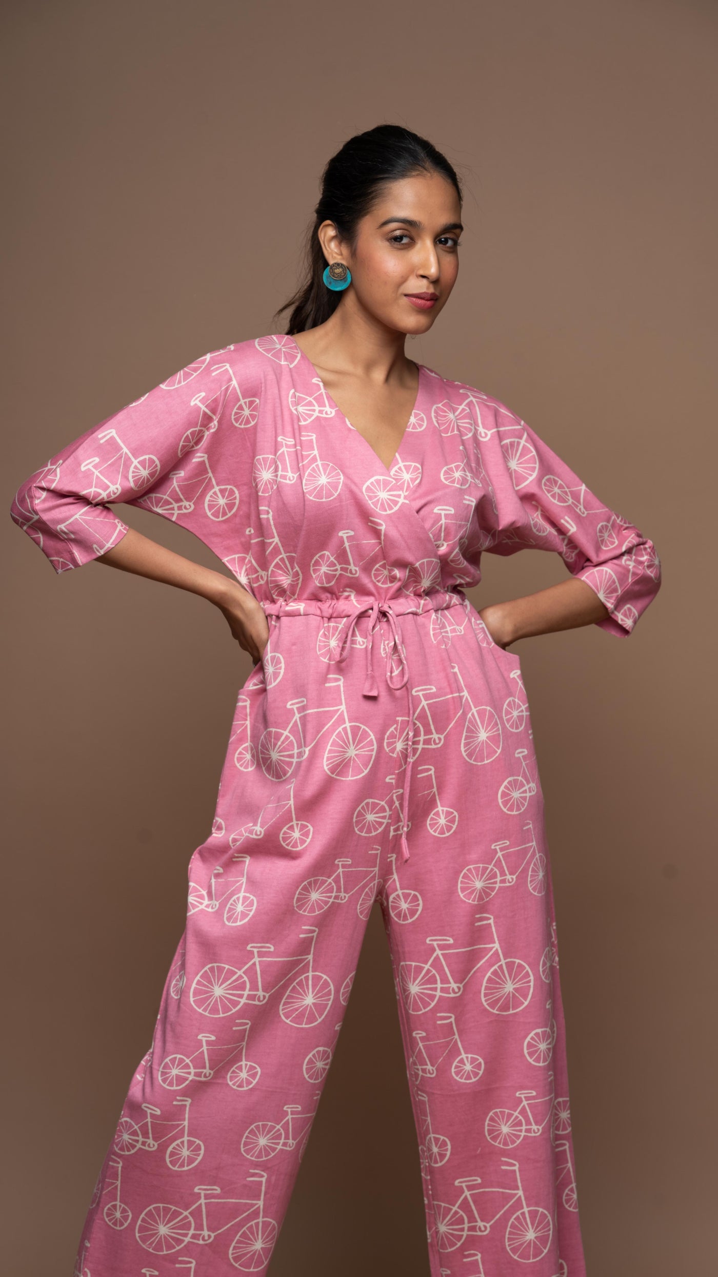 Timeless Crossover Jumpsuit in Tring Tring Pattern