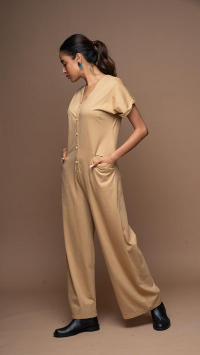 Vogue V Jumpsuit in Beige