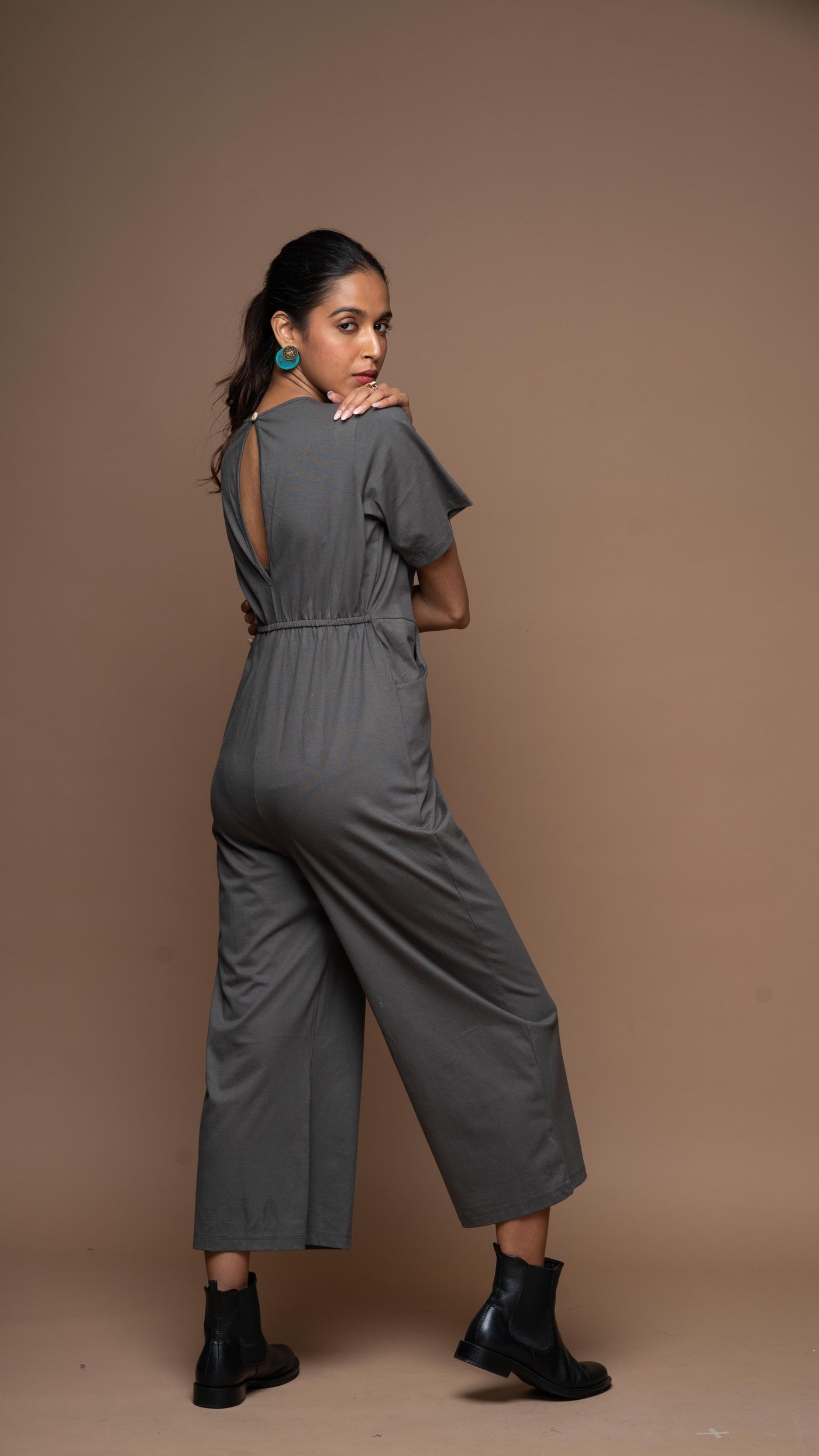 Twisted Bliss Jumpsuit in Charcoal Gray