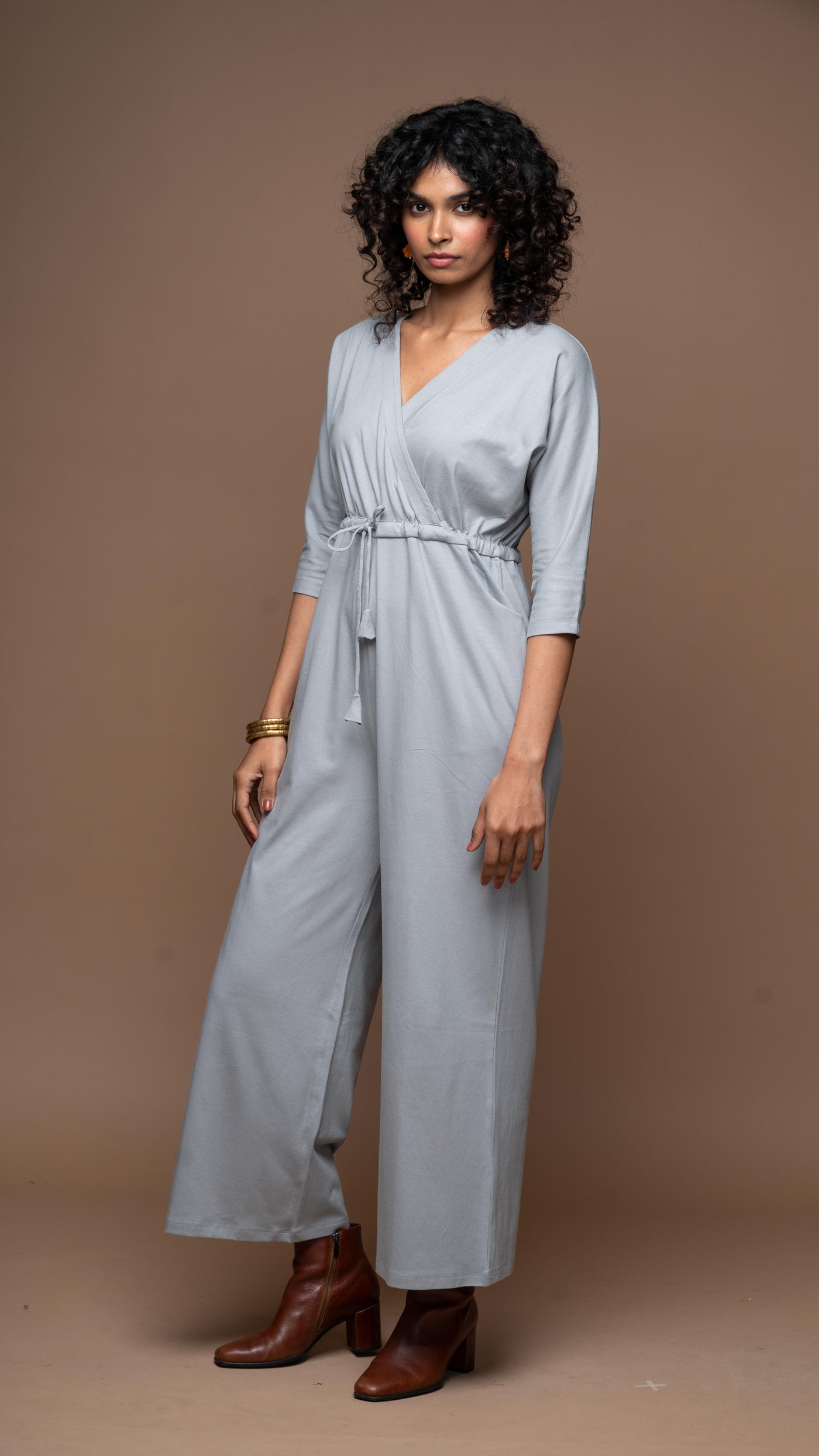 Timeless Crossover Jumpsuit in Gray Blue