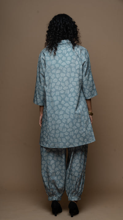 Muted Blue Lina Co-ord Kurta Set in We Grow Pattern