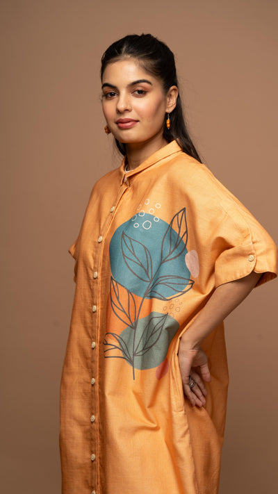 Graceful Amber One Leaf Wonder Shirt Dress