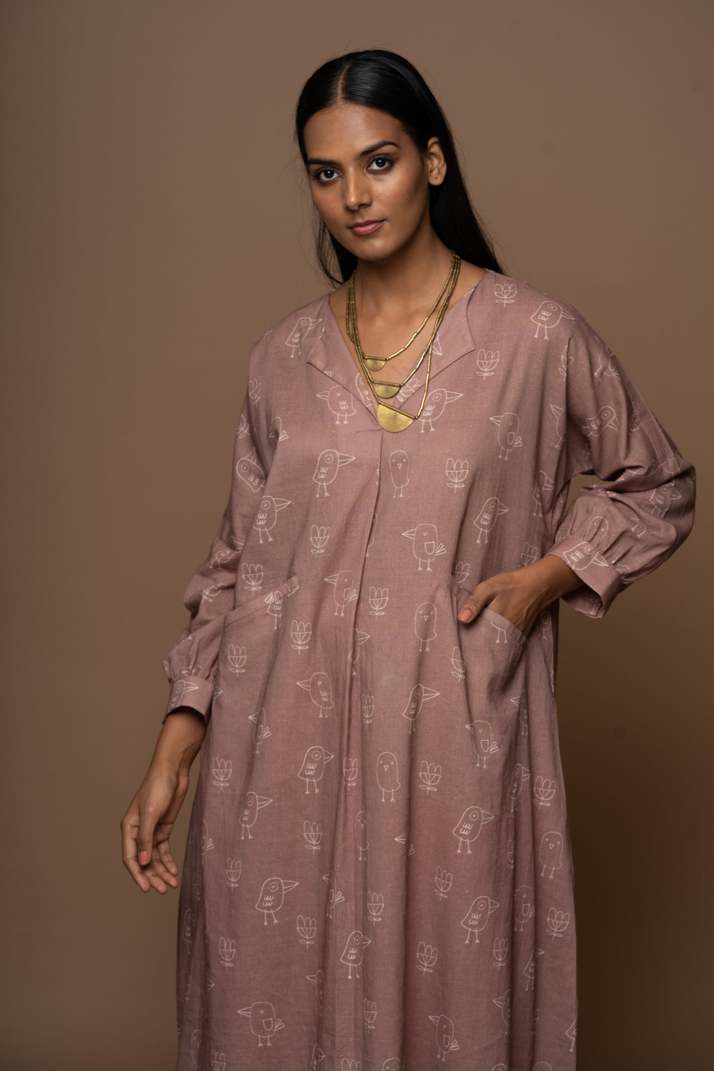 Mocha Sway Kurta in Good Morning Pattern