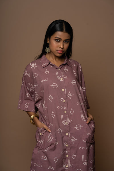 Dusty Mauve Zena Kurta in As boho as it gets Pattern