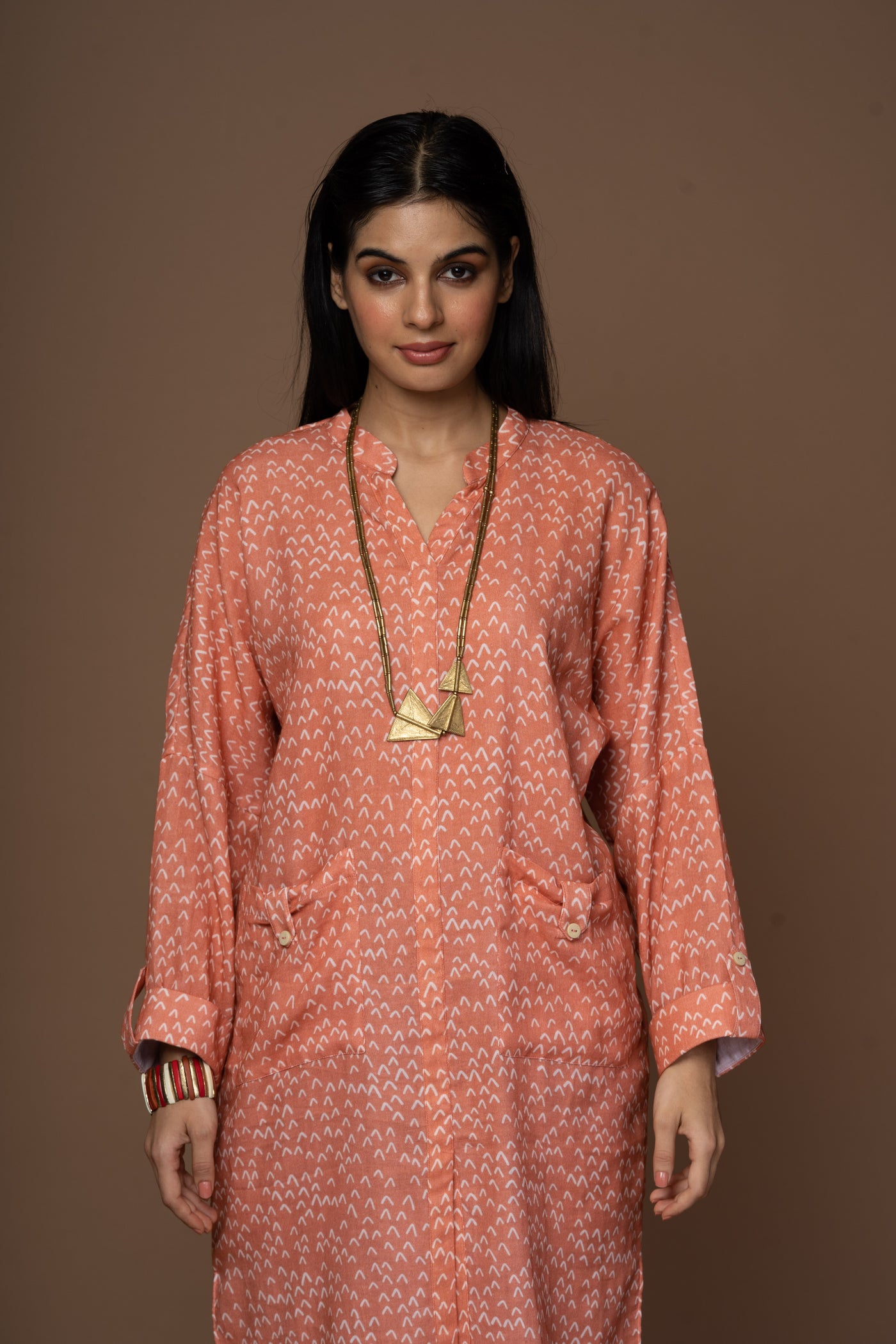 Terracotta Vero Kurta in Faraway Land Pattern