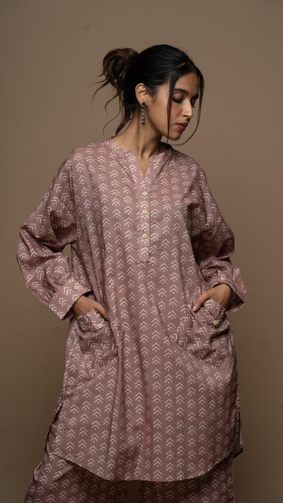 Pale Mauve Inaaya Co-ord Kurta Set in Jump with joy Pattern