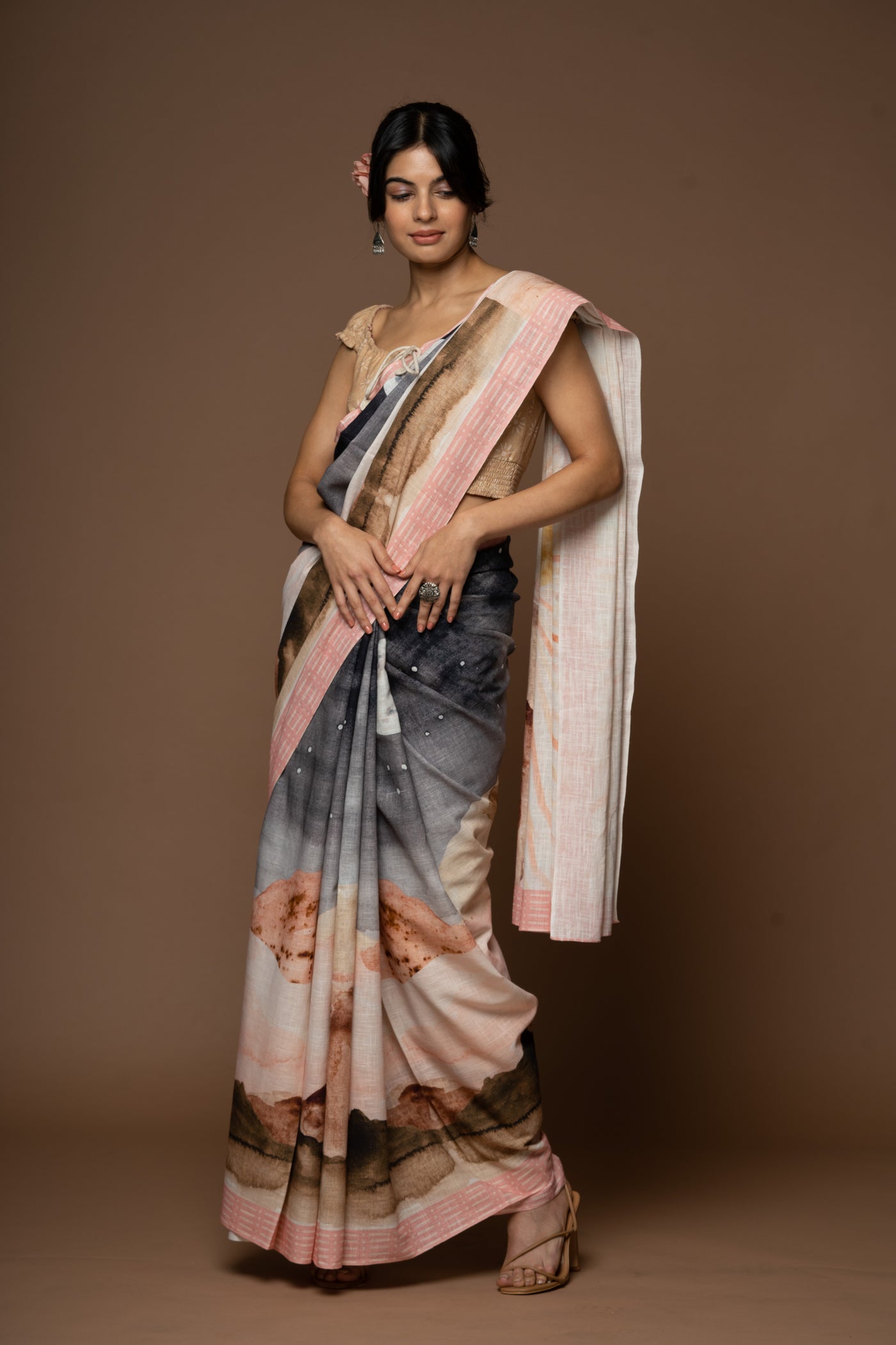 Dusk to Dawn Linen Sari