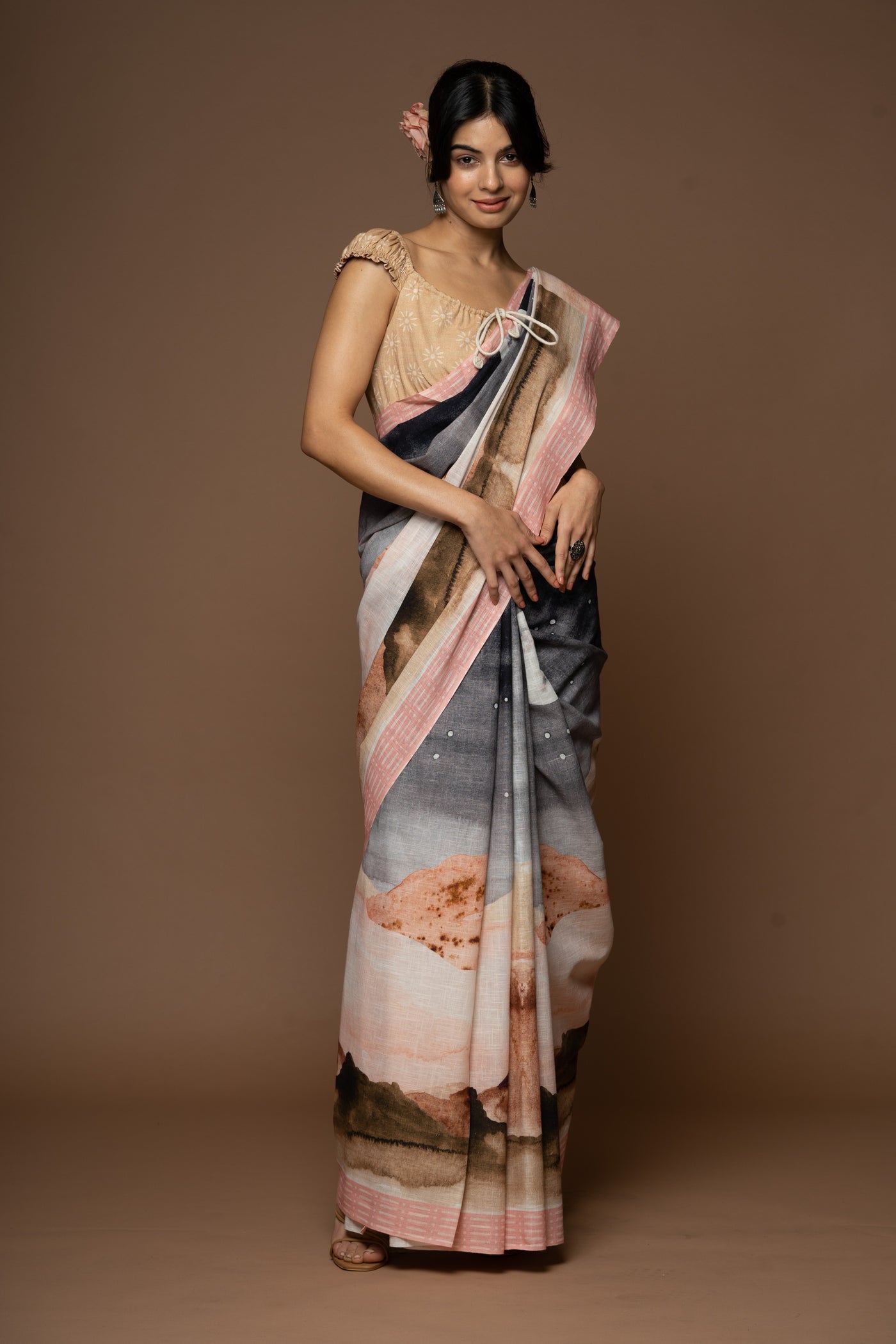 Dusk to Dawn Linen Sari