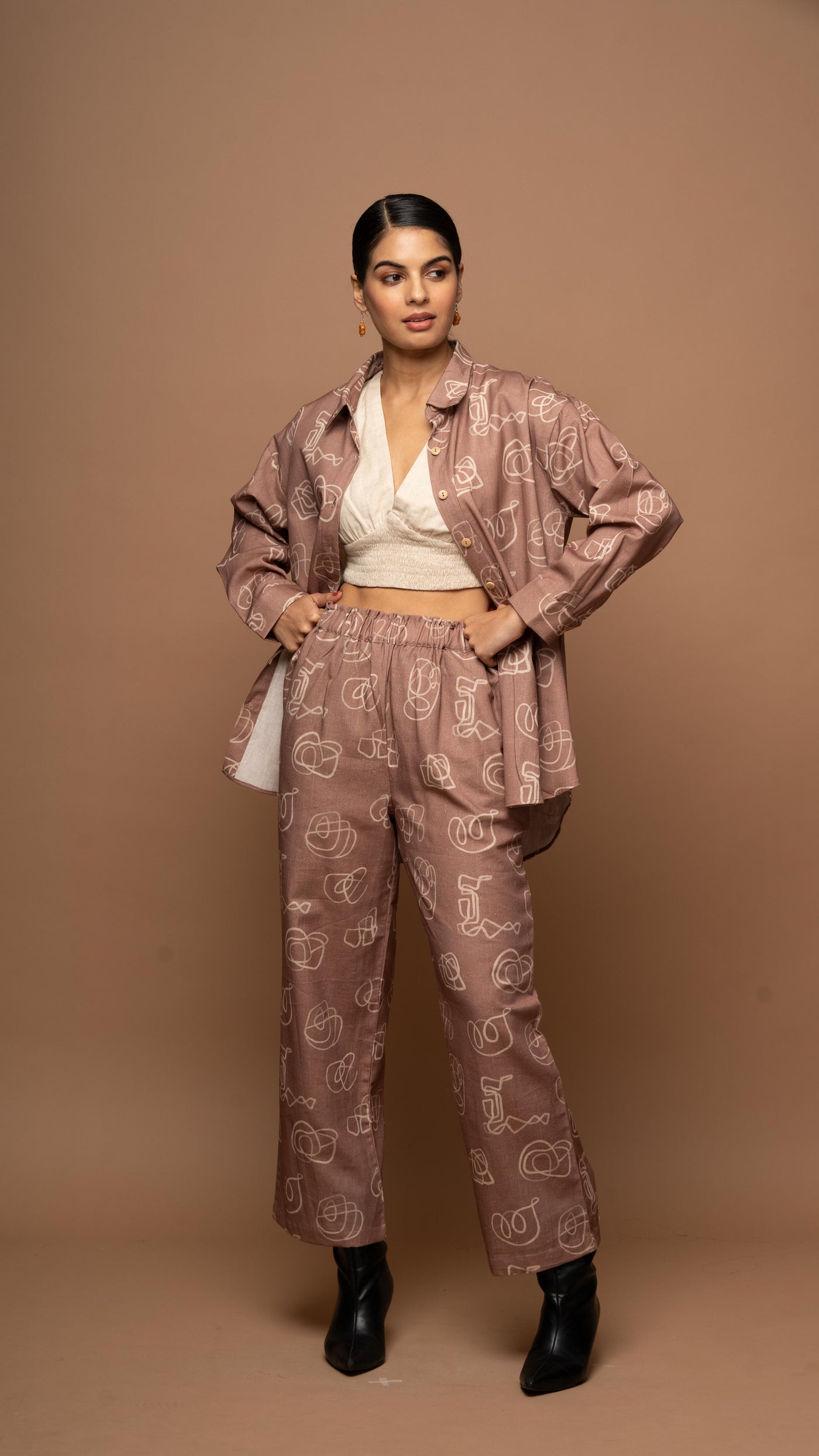 Mocha Mirage Co-ord Pants Set in And I dream more Pattern