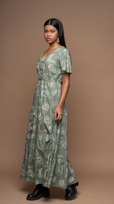 Simple Cinch Long Dress in And I Dream More Pattern