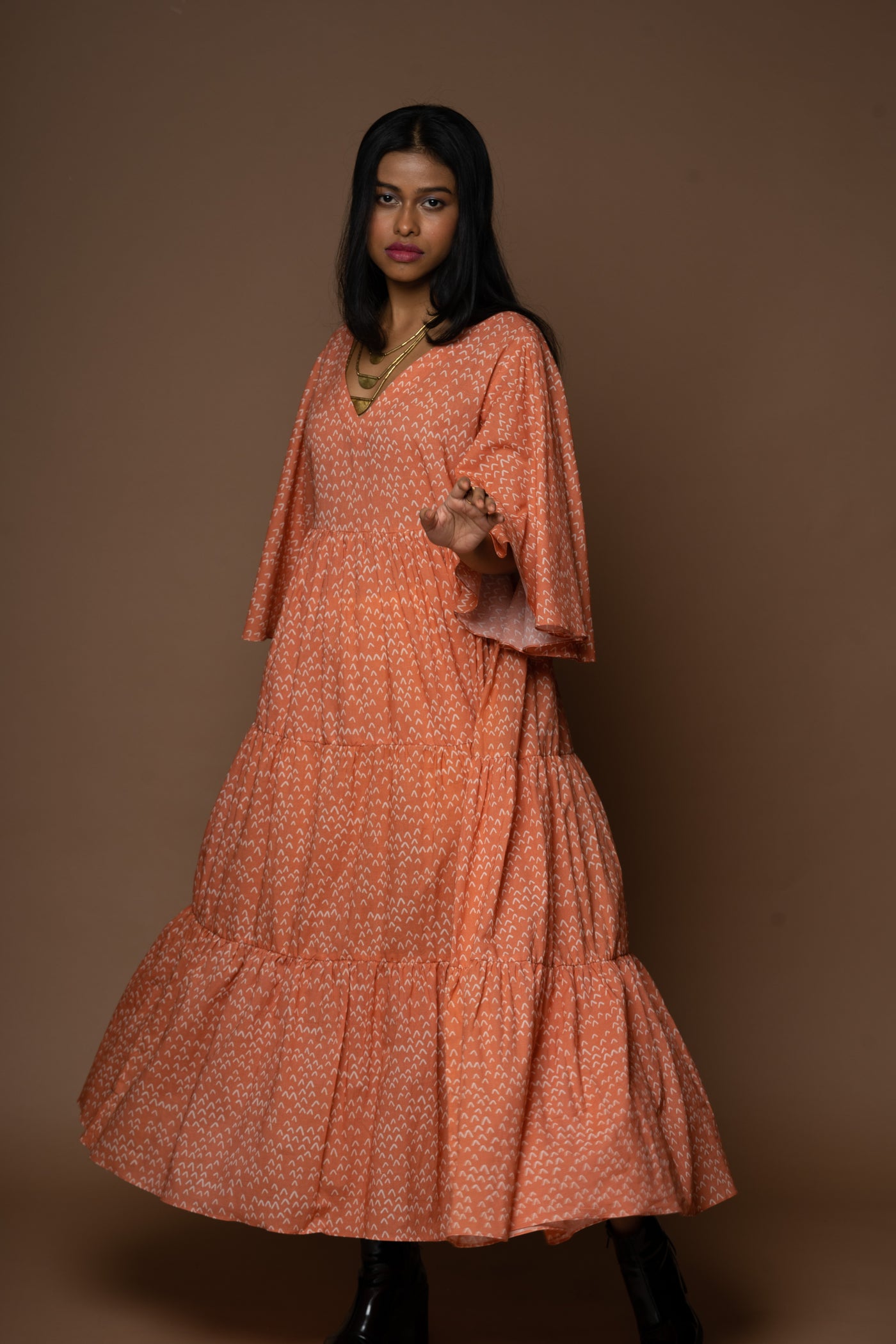 Tiered Twilight Long Maxi Dress in Faraway Land Pattern