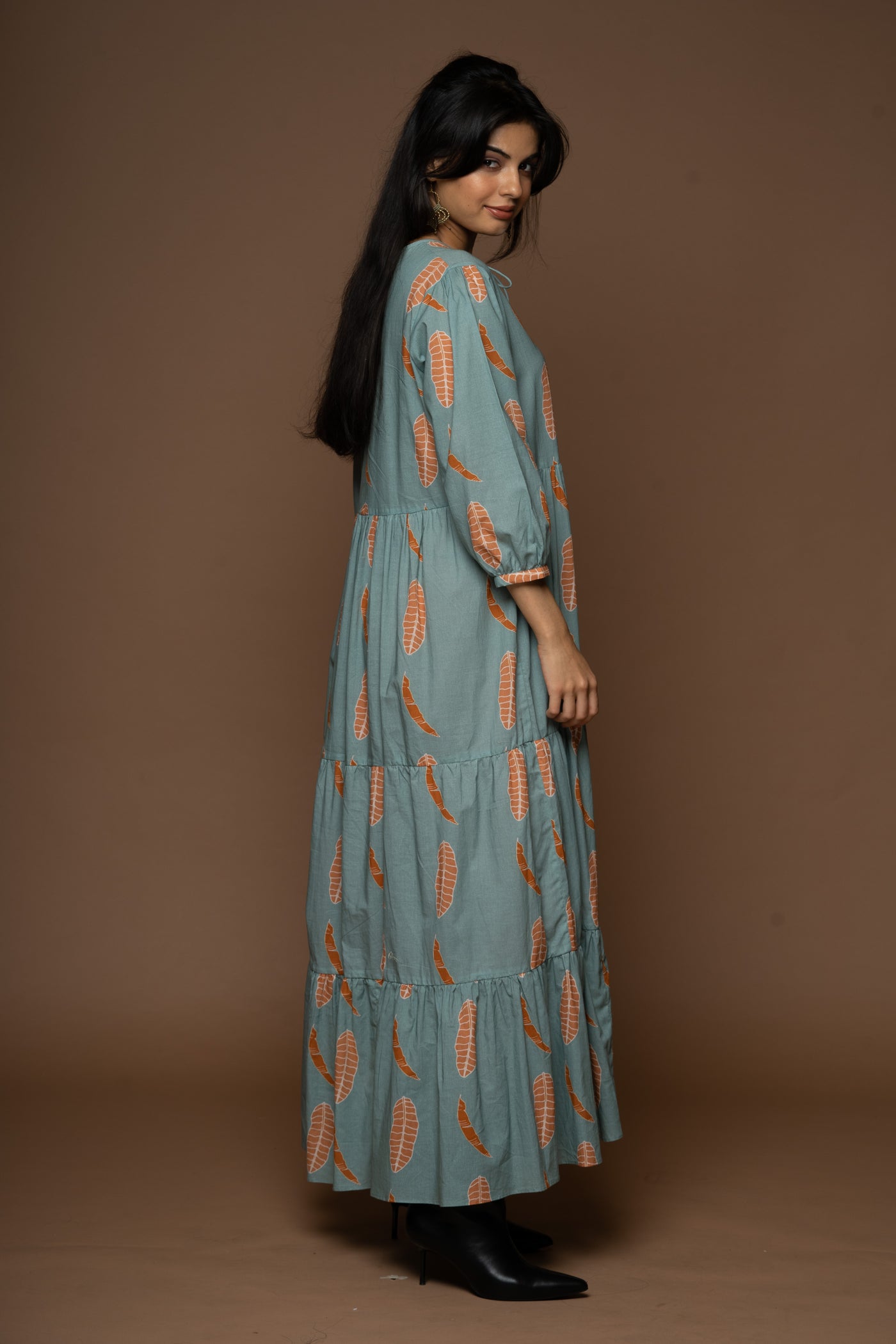 Whispering Comfort Long Maxi Dress in Belief Pattern