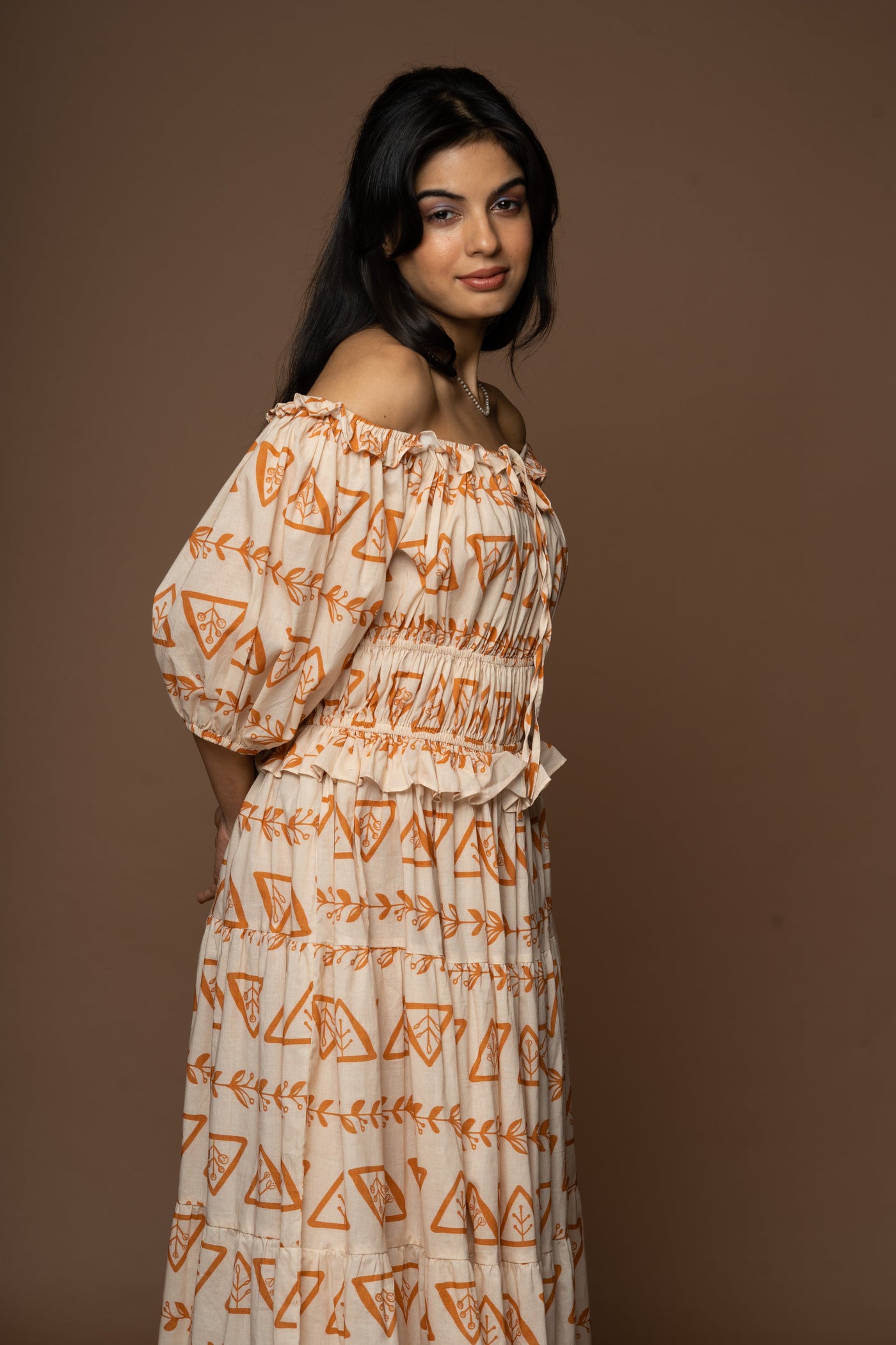 Soft Sigh Midi Dress in 3 Rules of Love Geometric Pattern