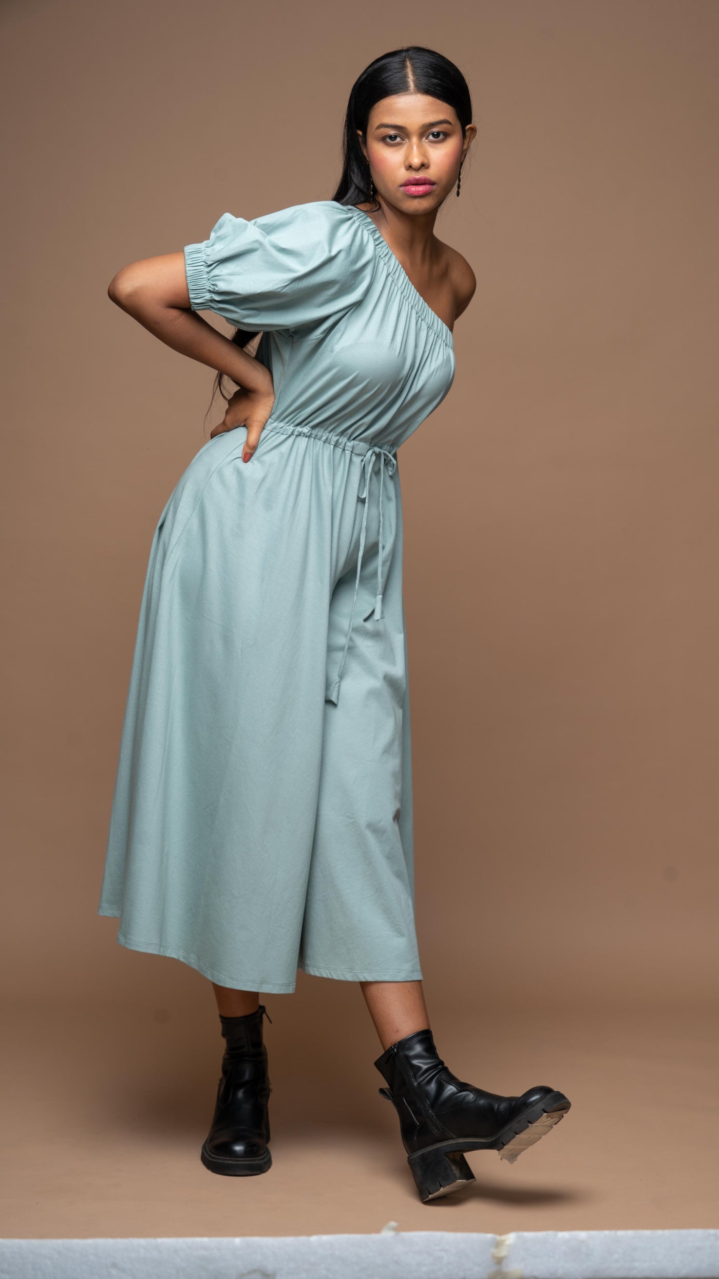 One Side Story Jumpsuit in Dusty Sage