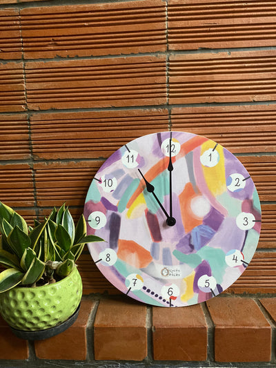 Purple Whimsy Strokes Clock