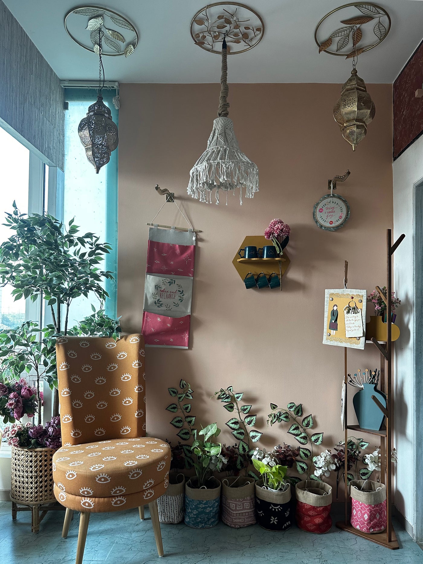 Mustard Hexagon Hub Wall Shelf