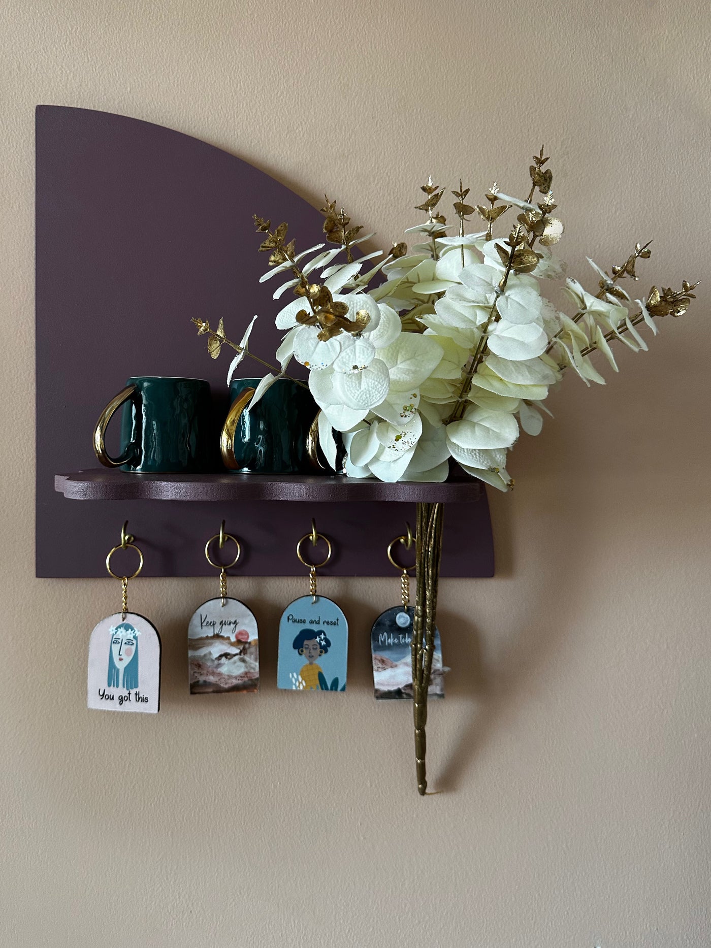 Dusky Mauve Pie Slice Wall Shelf