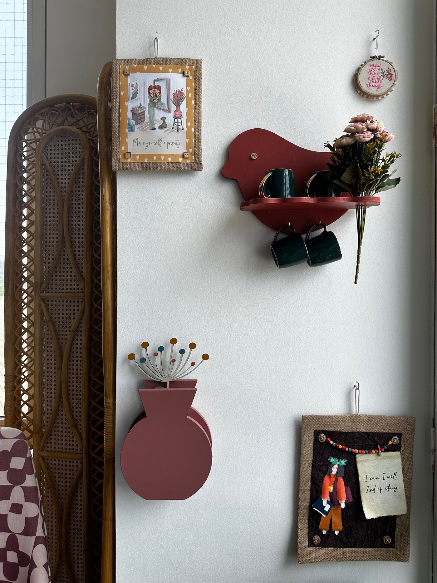 Deep Rust Birdsong Wall Shelf