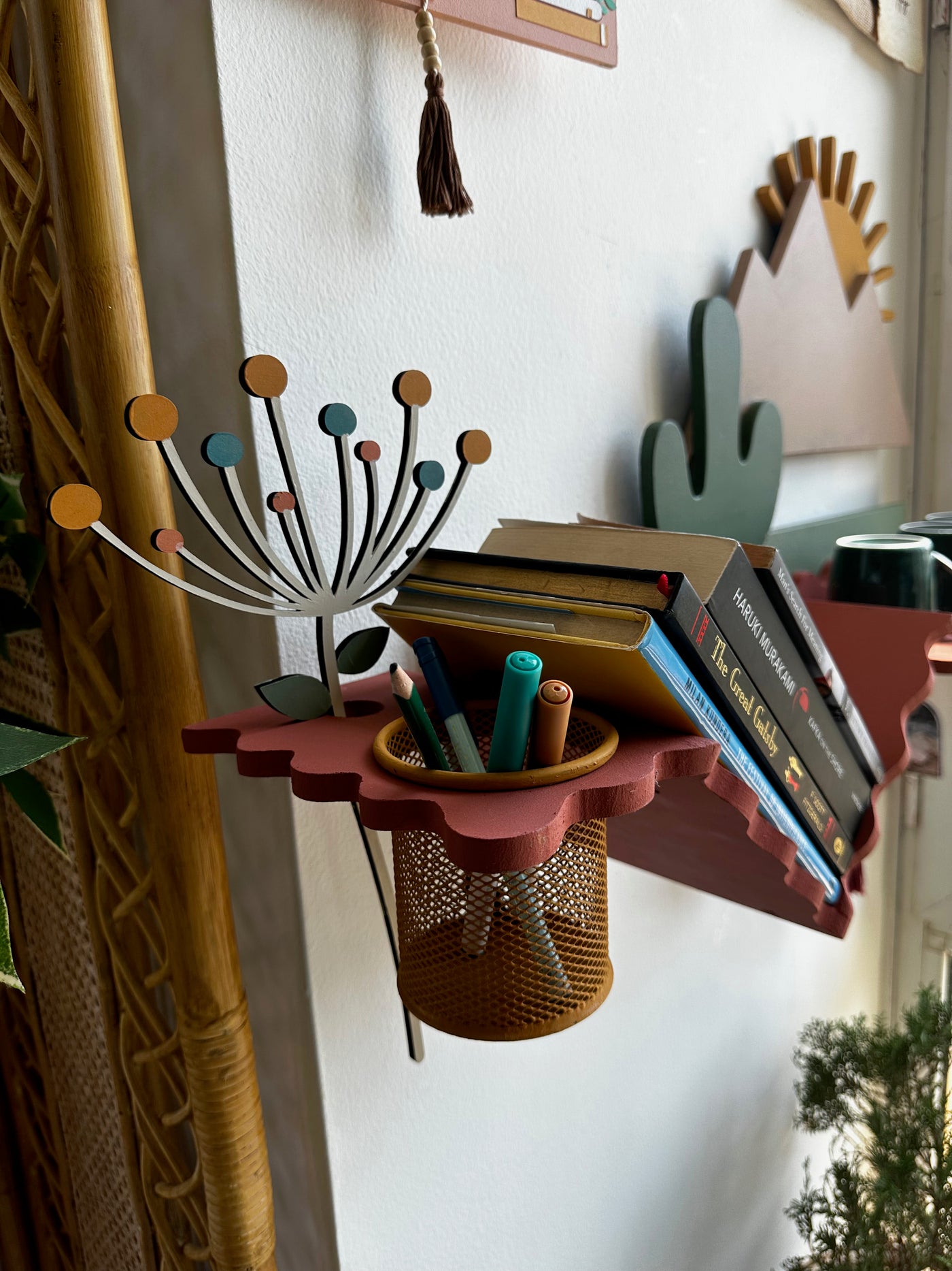 Sunlit Cactus Wall Shelf