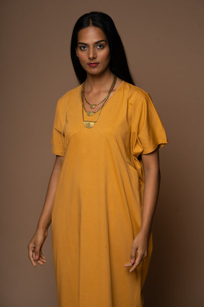 Sunny Days Jersey Dress - Mustard