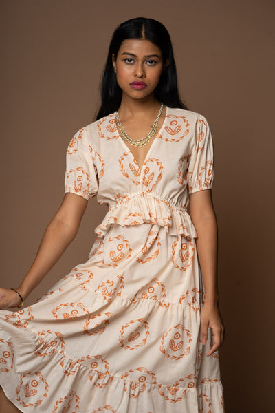 Frolic Frills Midi Maxi Dress in I Heart Boho Pattern