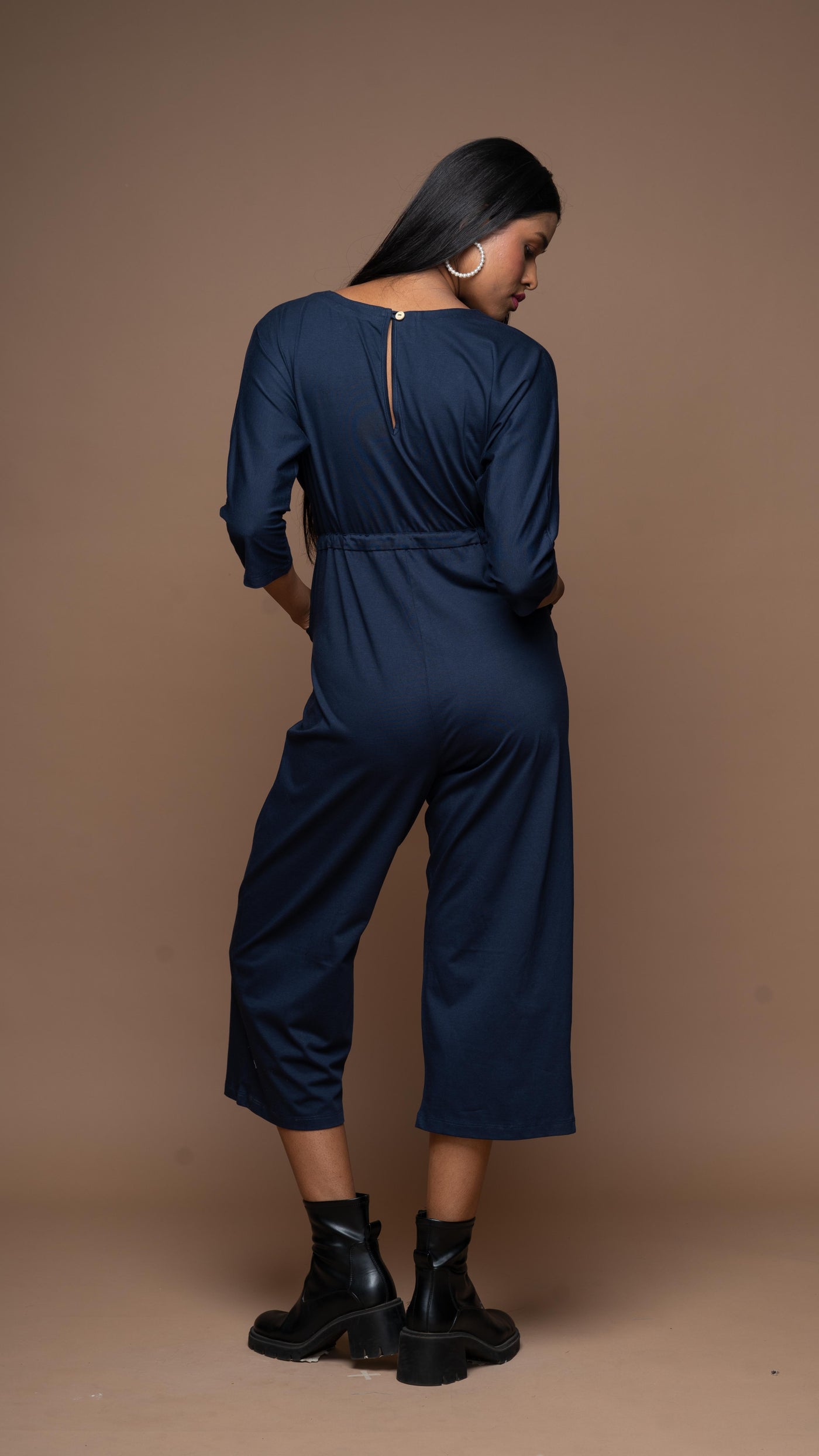 Timeless Crossover Jumpsuit in Navy Blue